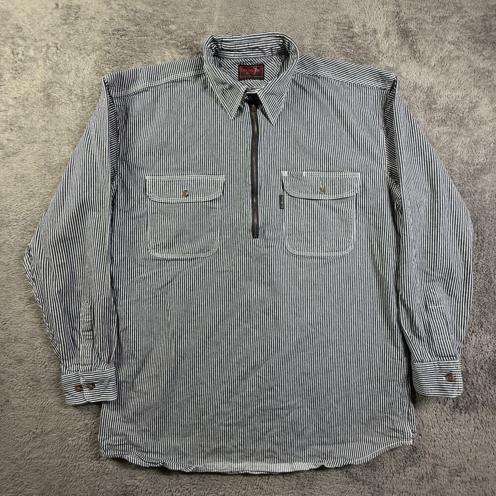 Five Brother Hickory Striped Mens XLT Long Sleeve 1/2 Zip Shirt XL Railroad